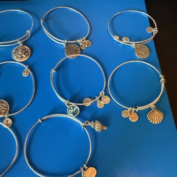 Set of 10 ALEX AND ANI Bracelets bangles- silver, various designs - Picture 4 of 7